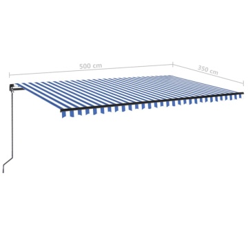Copertină retractabilă manual, albastru și alb, 500x350 cm - Img 6