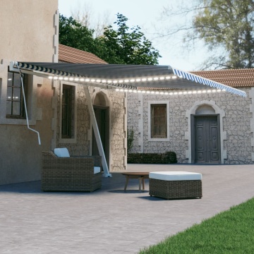 Copertină retractabilă manual cu LED albastru și alb 600x300 cm - Img 1