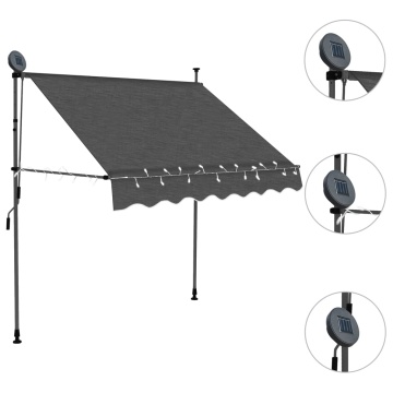 Copertină retractabilă manual cu LED, antracit, 100 cm - Img 3