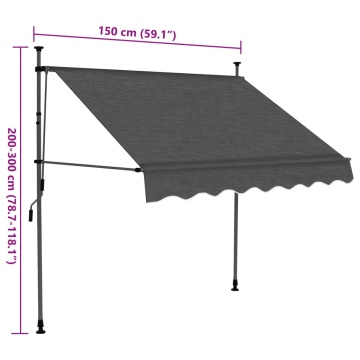 Copertină retractabilă manual cu LED, antracit, 150 cm - Img 11