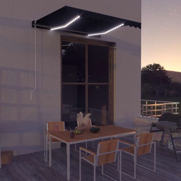 Copertină retractabilă manual cu LED, antracit, 300 x 250 cm - Img 1