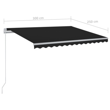 Copertină retractabilă manual cu LED, antracit, 300x250 cm - Img 6