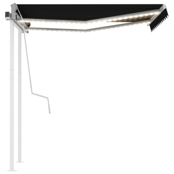 Copertină retractabilă manual cu LED, antracit, 3x2,5 m - Img 2
