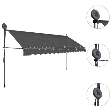Copertină retractabilă manual cu LED, antracit, 400 cm - Img 3