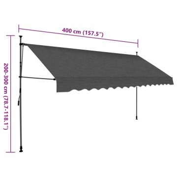 Copertină retractabilă manual cu LED, antracit, 400 cm - Img 7