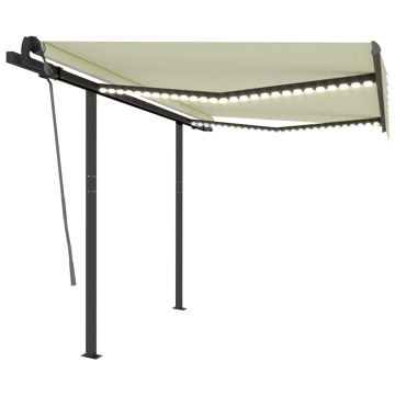 Copertină retractabilă manual cu LED, crem, 3,5x2,5 m - Img 2