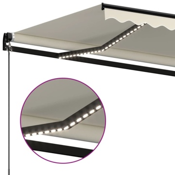 Copertină retractabilă manual cu LED, crem, 350x250 cm - Img 4