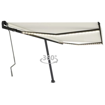 Copertină retractabilă manual cu LED, crem, 450x350 cm - Img 1