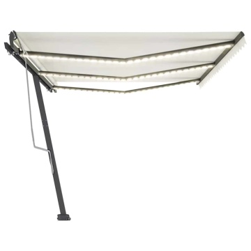 Copertină retractabilă manual cu LED, crem, 600x300 cm - Img 8
