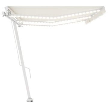 Copertină retractabilă manual cu LED, crem, 600x300 cm - Img 5