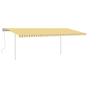 Copertină retractabilă manual cu LED, galben&alb, 6x3 m - Img 2
