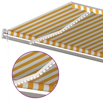 Copertină retractabilă manual cu LED, galben&alb, 6x3 m - Img 5