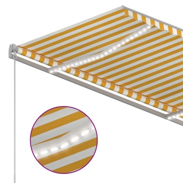 Copertină retractabilă manual cu LED, galben și alb, 300x250 cm - Img 7