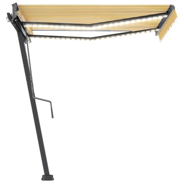 Copertină retractabilă manual cu LED, galben și alb, 350x250 cm - Img 5