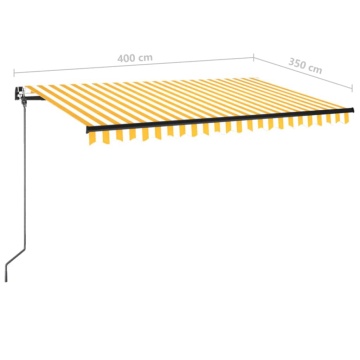 Copertină retractabilă manual cu LED, galben și alb, 400x350 cm - Img 6