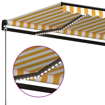Copertină retractabilă manual cu LED, galben și alb, 400x350 cm - Img 7