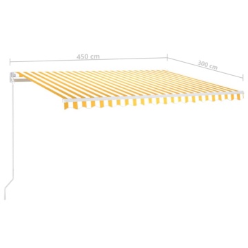 Copertină retractabilă manual cu LED, galben și alb, 450x300 cm - Img 6