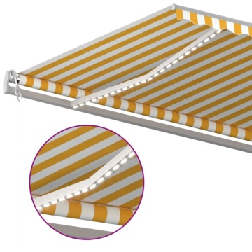 Copertină retractabilă manual, cu LED, galben și alb, 5x3 m - Img 5