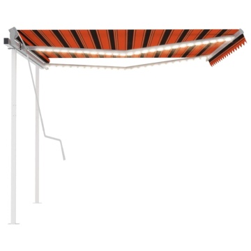 Copertină retractabilă manual cu LED, portocaliu/maro 4,5x3 m - Img 4