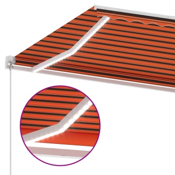 Copertină retractabilă manual cu LED portocaliu&maro 400x300 cm - Img 6