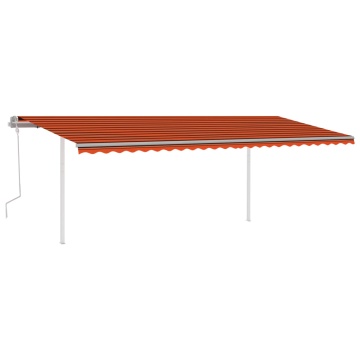 Copertină retractabilă manual cu LED, portocaliu/maro, 6x3 m - Img 2
