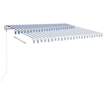 Copertină retractabilă manual, cu stâlpi, albastru&alb 4,5x3 m - Img 8