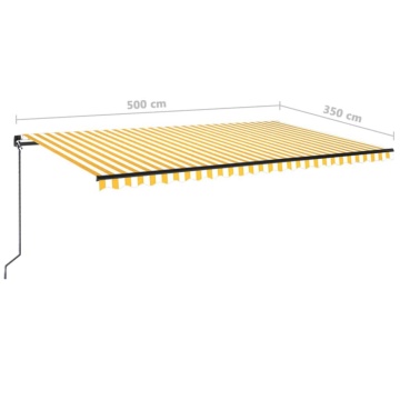Copertină retractabilă manual, galben și alb, 500x350 cm - Img 6