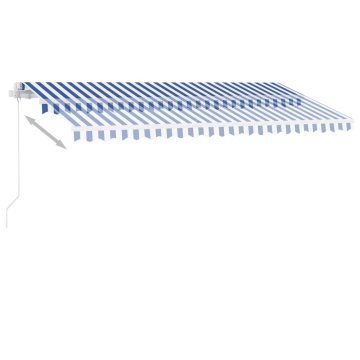 Copertină retractabilă manual LED, albastru și alb, 450x300 cm - Img 5