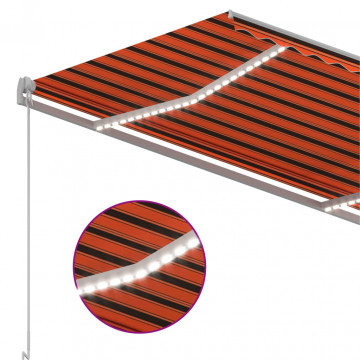 Copertină retractabilă manual LED, portocaliu & maro 300x250 cm - Img 7
