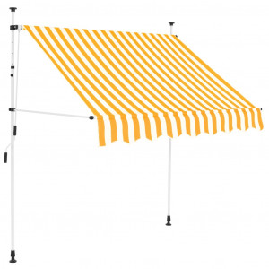 Copertină retractabilă manual, portocaliu și alb, 200cm, dungi - Img 1