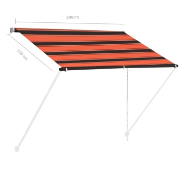Copertină retractabilă, portocaliu și maro, 200 x 150 cm - Img 6