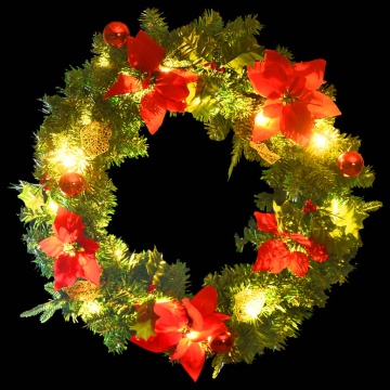 Coroniță de Crăciun cu becuri LED, verde, 60 cm, PVC - Img 4