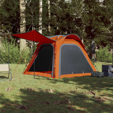 Cort camping 4 persoane gri/portocaliu 240x221x160cm tafta 185T - Img 3
