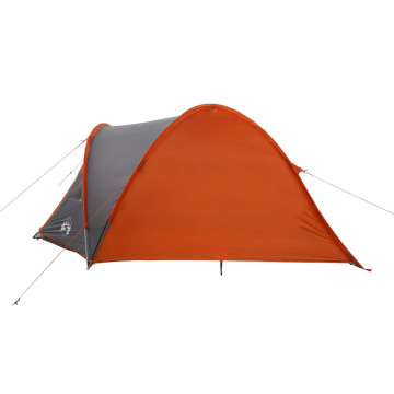 Cort camping 4 persoane gri/portocaliu 300x250x132cm tafta 185T - Img 6