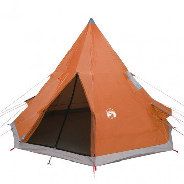 Cort camping 4 persoane gri/portocaliu 367x367x259cm tafta 185T - Img 4