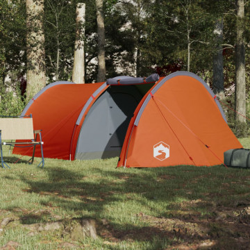 Cort camping 4 persoane gri/portocaliu 405x170x106cm tafta 185T - Img 3