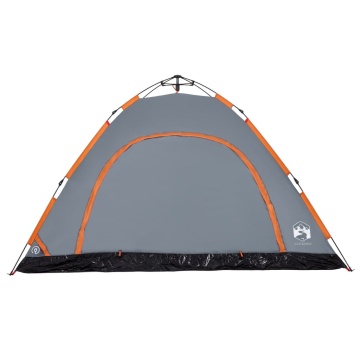 Cort camping, 5 persoane, gri/oranj, setare rapidă - Img 2