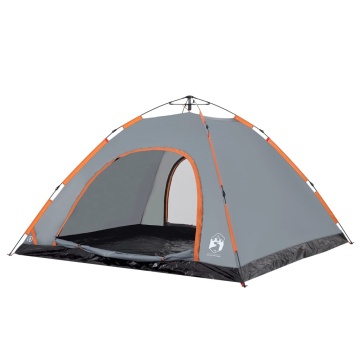Cort camping, 5 persoane, gri/oranj, setare rapidă - Img 5