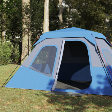 Cort camping 6 pers., albastru, impermeabil, configurare rapidă - Img 4