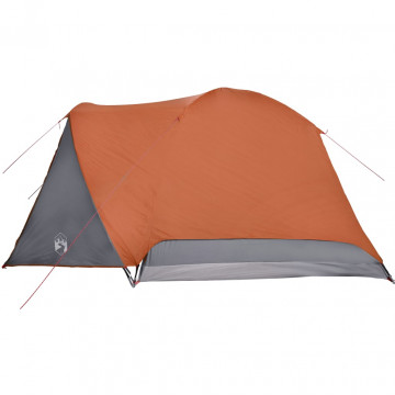 Cort camping 6 persoane gri/portocaliu 412x370x190cm tafta 190T - Img 7