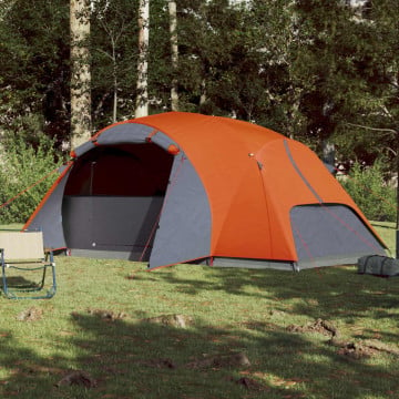 Cort camping 8 persoane gri/portocaliu 360x430x195cm tafta 190T - Img 3