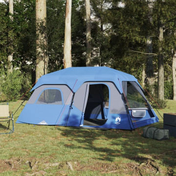 Cort camping 9 pers., albastru, impermeabil, configurare rapidă - Img 1