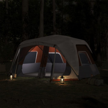 Cort camping cu LED pentru 10 persoane, gri deschis/portocaliu - Img 3