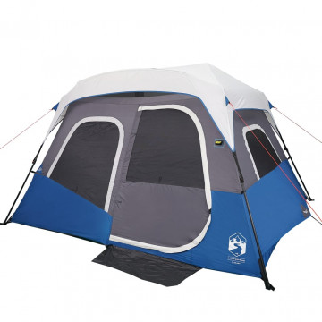 Cort camping cu lumină LED pentru 6 persoane, albastru deschis - Img 5