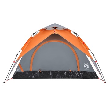 Cort camping cupolă 3 persoane, gri/portocaliu, setare rapidă - Img 6