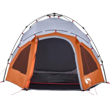 Cort camping cupolă 3 persoane, gri/portocaliu, setare rapidă - Img 5