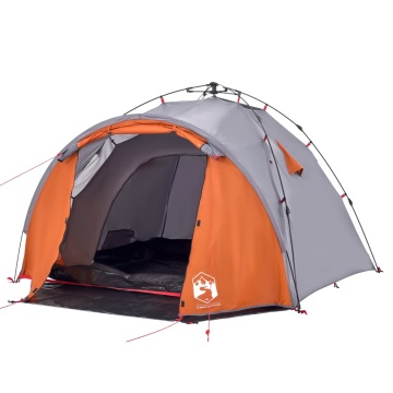 Cort camping cupolă 3 persoane, gri/portocaliu, setare rapidă - Img 8