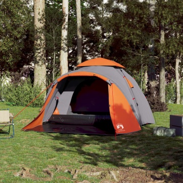Cort camping cupolă 3 persoane, gri/portocaliu, setare rapidă - Img 3