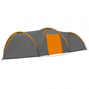Cort camping tip iglu, 8 pers., gri/portocaliu, 650x240x190 cm - Img 3