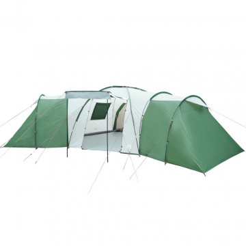 Cort de camping 12 persoane, verde, 840x720x200 cm, tafta 185T - Img 4